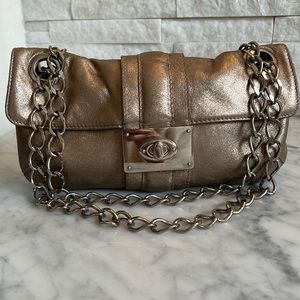 Lanvin Pink/Champagne Metallic Leather Shoulder Bag